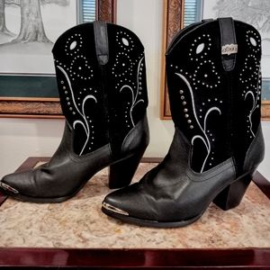 Dingo Ava Studded Rhinestone Leather Cowgirl Boots Size 9